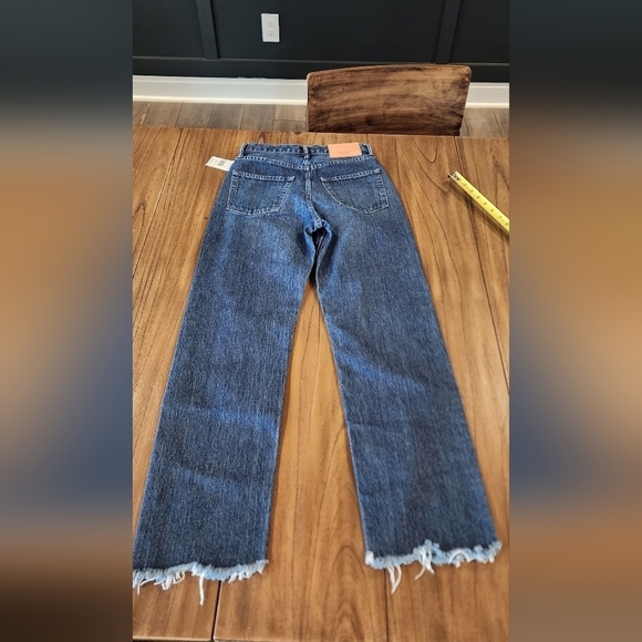 Moussy Vintage MV Capac Wide Straight Cropped high rise Jean 24 blue cotton nwt - Picture 5 of 15